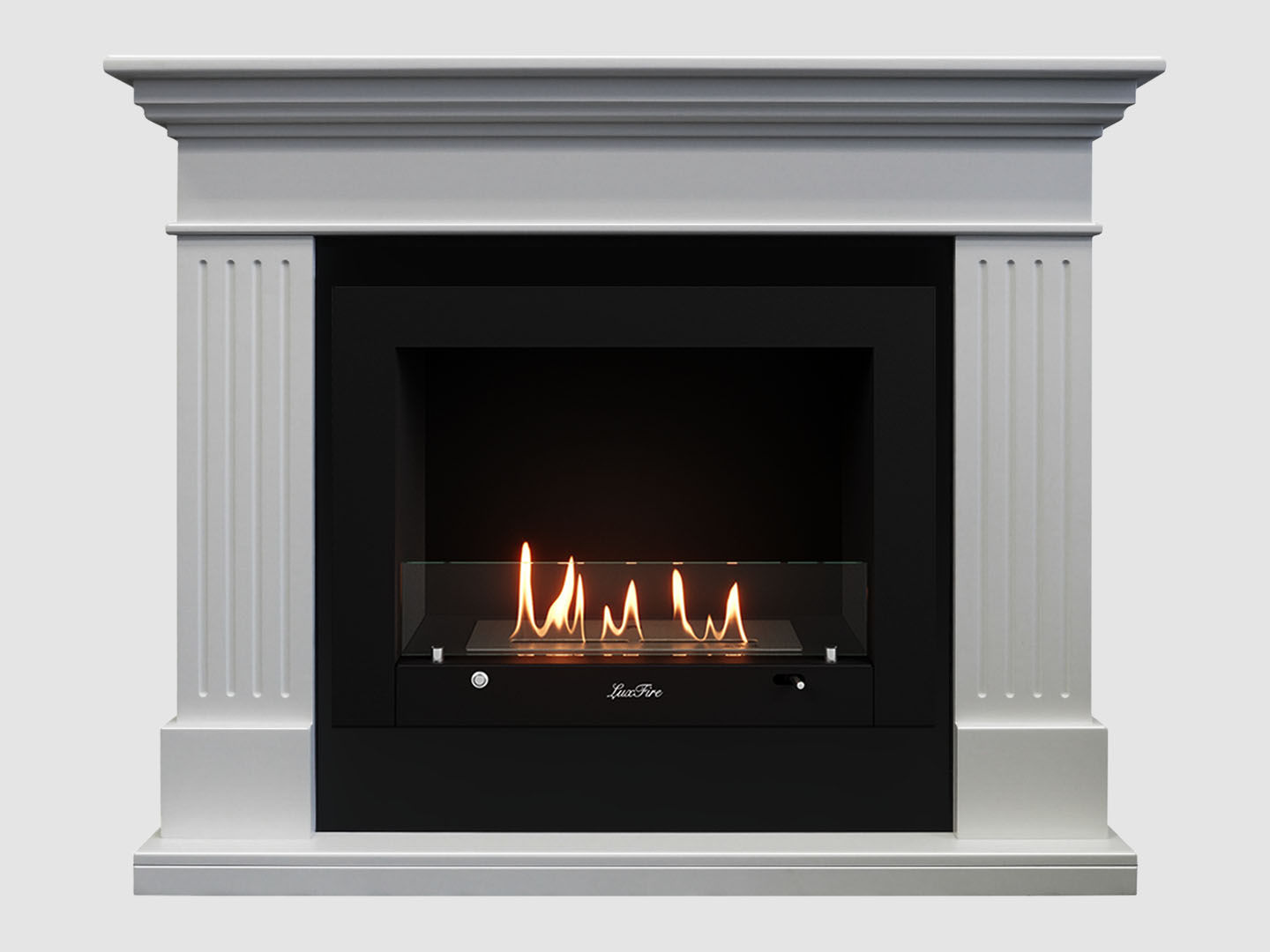 Каминный портал МДФ "Турин 1350" с биокамином Lux Fire "Фаер Бокс 3-33" (белый) по цене 108 500 руб.